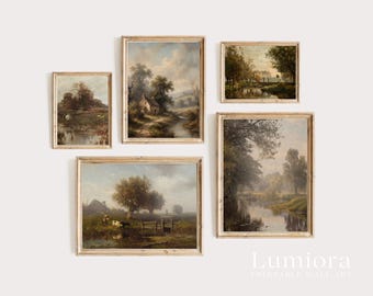 100+ Rustic Landscapes Wall Art, Vintage Oil Painting, Moody Landscape Art, Country Landscape, Rustic Gallery Set, Landscape Painting, image 6