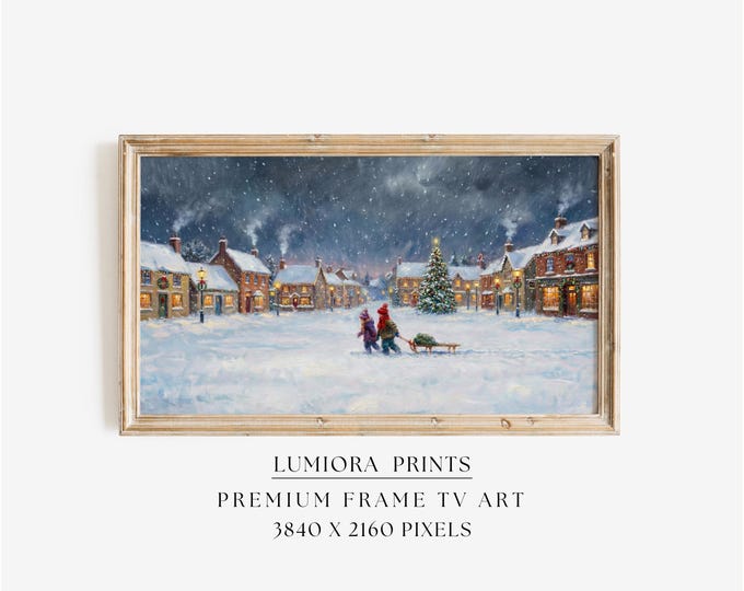 Samsung Frame TV Art Christmas – Vintage Winter Landscape…