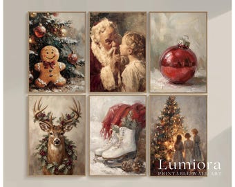 1000+ Vintage Christmas Wall Art Set, Holiday Gallery Wall, Santa Claus Painting, Christmas Prints Bundle, Trendy Winter Decor Printables, image 15
