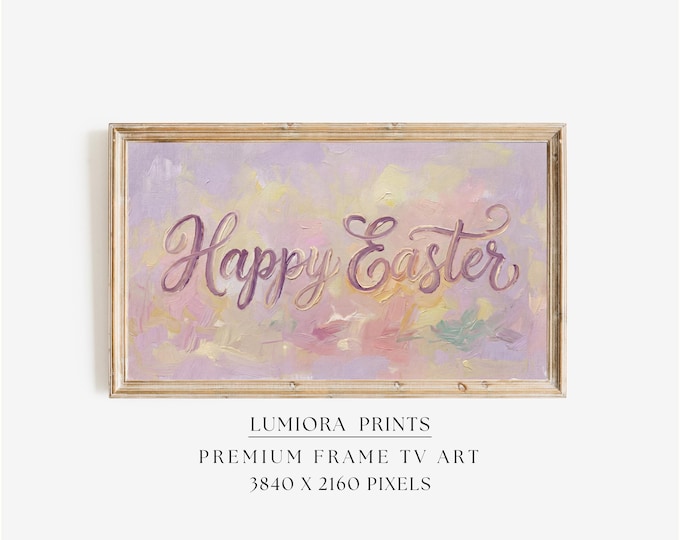 Happy Easter Samsung Frame TV Art, Holiday Typography Oil…