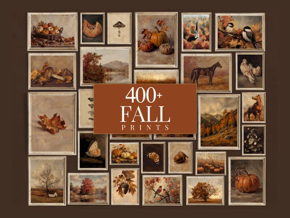 400+ Vintage Fall Wall Art Set