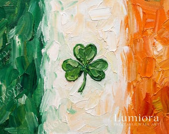 Ireland Flag Samsung Frame TV Art, St. Patrick’s Day Lucky Shamrock Decor, Impressionist Irish Heritage Oil Painting, 4K, image 7