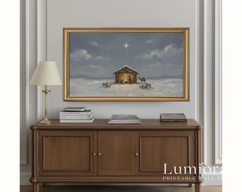 Nativity Scene Frame TV Art – Holy Night Christmas Artwork, Minimal Religious Christmas Frame TV Art for Samsung Frame TV, image 5