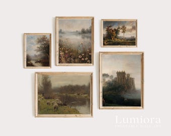 100+ Rustic Landscapes Wall Art, Vintage Oil Painting, Moody Landscape Art, Country Landscape, Rustic Gallery Set, Landscape Painting, image 5