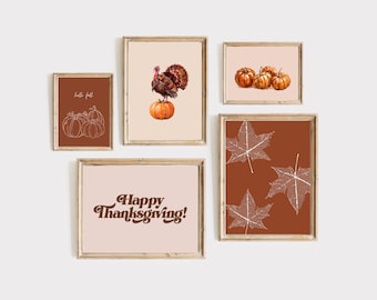 50+ Thanksgiving Wall Art Set, Fall Gallery Wall, Turkey Painting, Autumn Wall Print, Thanksgiving Decor, Give Thanks Poster Bundle, image 13