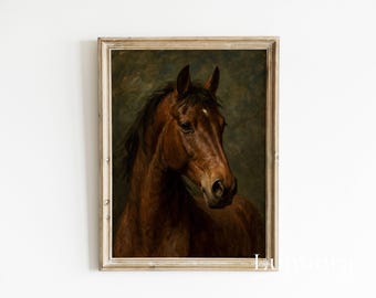 Vintage Horse Print, Equestrian Wall Art, Antique Horse Painting, Dark Academia Decor, English Country, Rustic Farmhouse Animal Art, image 4