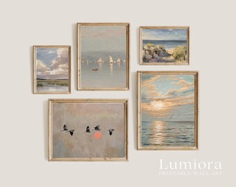 50+ Coastal Gallery Wall, Coastal Wall Art Set, Nautical Prints, Beach Wall Art, Seascape Painting, Retro Coastal Art, Ocean Prints, image 11