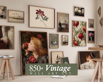 850+ Mega Wall Art Bundle, Vintage Gallery Set, Maximalist Wall Decor, Dark Feminine Art
