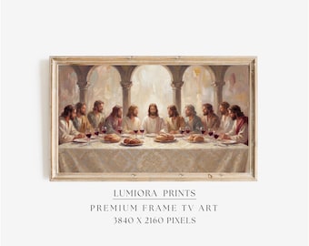 The Last Supper Samsung Frame TV Art, Jesus Christ & Apostles Screen Decor, Christian Religious Oil Painting, Spiritual TV Art, 4K, image 1