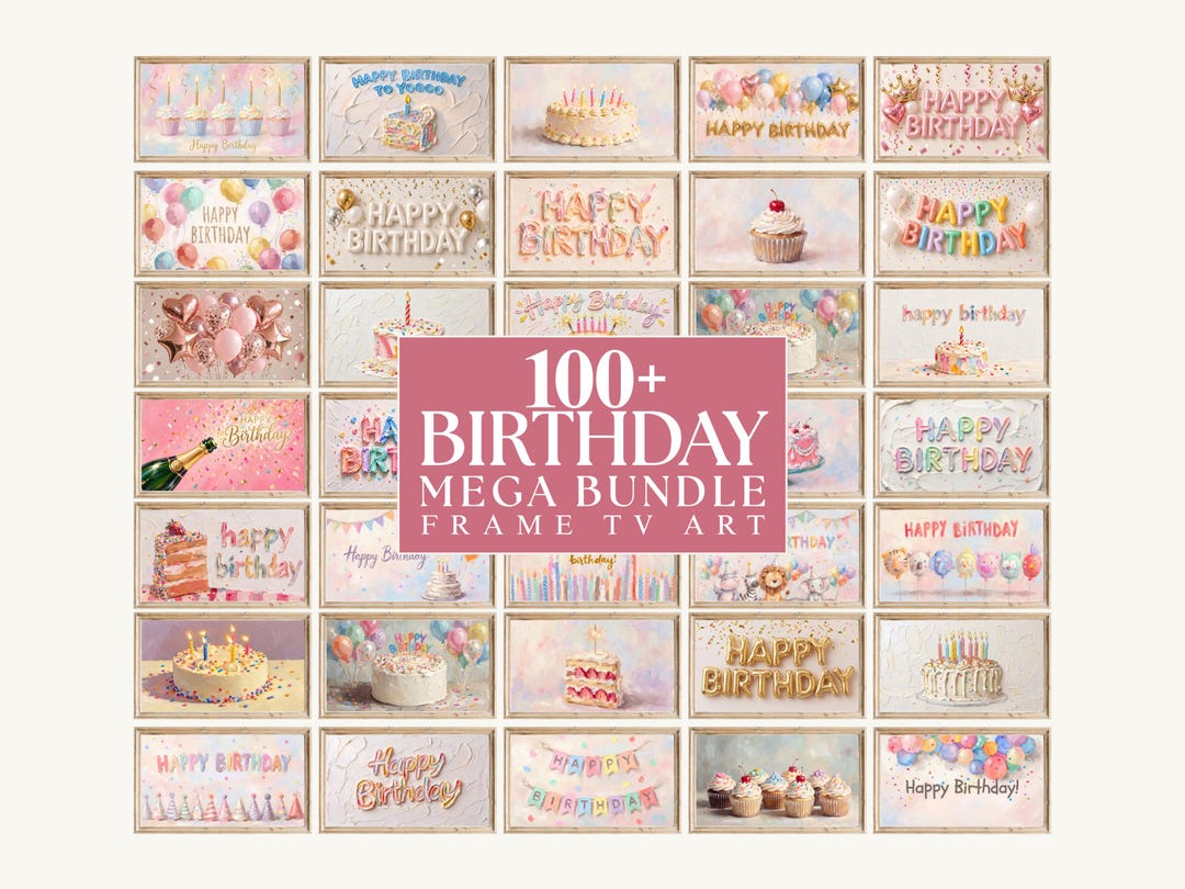 100+ Birthday Frame TV Art Mega Bundle, 4K Happy Birthday Samsung TV ...