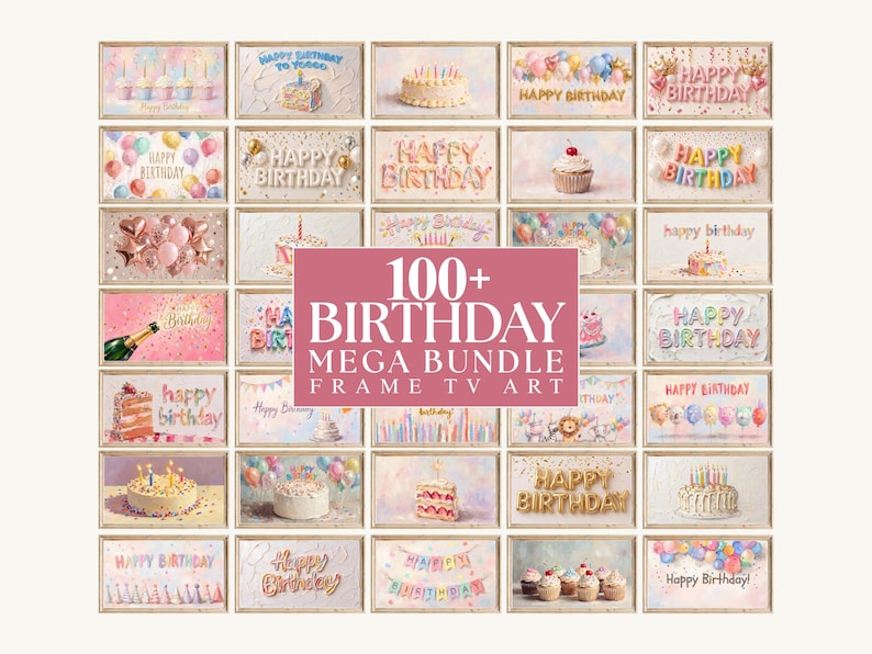 100+ Birthday Frame TV Art Mega Bundle, 4K Happy Birthday Samsung TV ...