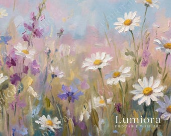 Spring Flower Field Samsung Frame TV Art, Wildflower Meadow Oil Painting, Floral TV Decor, Cottagecore Wall Art, Summer Screen Art, image 7