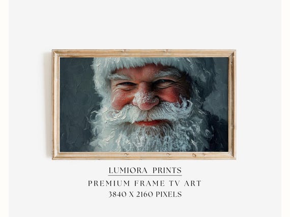 Samsung Frame TV Art Santa Portrait • Vintage Oil Painting Christmas Close-Up • 