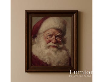Vintage Santa Claus Portrait Print, Christmas Wall Art, Antique Santa Oil Painting, Printable Holiday Decor, Moody Christmas Art Download, image 4