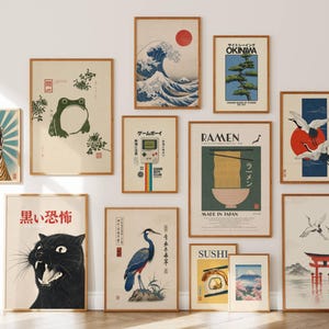 Ensemble de plus de 120 affiches japonaises, style galerie Japandi, estampes Ukiyo-e, style vintage, décoration murale asiatique, estampes japonaises image 2