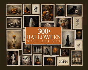 300+ Halloween Wall Art Set, Spooky Prints Bundle, Dark Halloween Print, Vintage Gothic Decor, Spooky Gallery Wall, image 1