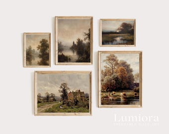 100+ Rustic Landscapes Wall Art, Vintage Oil Painting, Moody Landscape Art, Country Landscape, Rustic Gallery Set, Landscape Painting, image 7