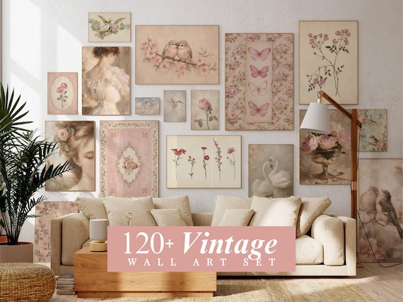 120+ Vintage Pink Gallery Wall Set