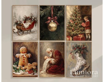 1000+ Vintage Christmas Wall Art Set, Holiday Gallery Wall, Santa Claus Painting, Christmas Prints Bundle, Trendy Winter Decor Printables, image 16