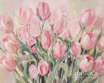 Pink Tulip Samsung Frame TV Art, Spring Floral Oil Painting, Botanical TV Decor, Cottagecore Flower Wall Art, Summer Screen Art, image 7