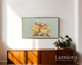 Vintage Easter Baby Chicks Frame Tv Art, Spring Oil Painting Samsung Frame Tv, Cute Chickens Tv Screensaver, 4K Art, image 5