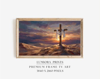The Empty Tomb TV Art, He Is Risen Resurrection Christian Oil Painting, Easter Sunday Samsung Frame TV Art, Spiritual Hope Wall Decor, image 1
