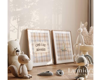 25+ Vintage Boy Nursery Prints, Classic Boy Room Decor, Plaid Nursery Wall Art, Baby Boy Gallery Set, Sports Nursery Decor, Boy Art Bundle, image 5