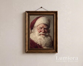 Vintage Santa Claus Portrait Print, Christmas Wall Art, Antique Santa Oil Painting, Printable Holiday Decor, Moody Christmas Art Download, image 8