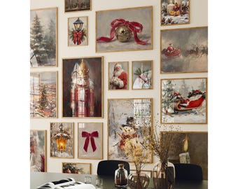 800+ Christmas Wall Art Set, Vintage Holiday Gallery Wall, Santa Claus Painting, Christmas Prints Bundle, Trendy Winter Decor Printables, image 8