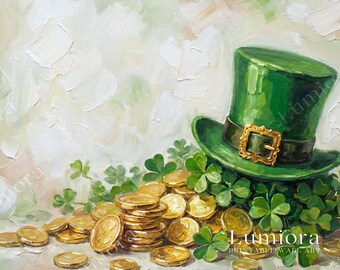 St. Patrick’s Day Samsung Frame TV Art, Pot of Gold TV Decor, Lucky Clover Screen Art, Green Aesthetic Frame Art, Irish Holiday Background, image 7