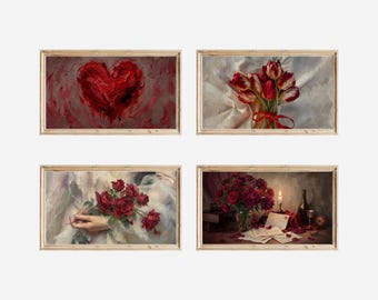 Valentine Frame TV Art Set | 30+ Red Romantic TV Art Bundle | Classic Love & Rose Aesthetic | Samsung Frame TV Valentine Decor, image 3