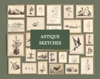850+ Vintage Print Bundle, Antique Wall Art Set, Rustic Gallery Set, French Country Decor, Cottagecore Prints, image 13