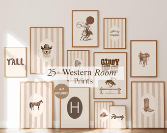 25+ Vintage Western Prints, Boys Western Room Art, Cowboy Nursery Decor, Rodeo Nursery Wall Art, Howdy Baby Boy Room, Cowboy Playroom Set, image 1