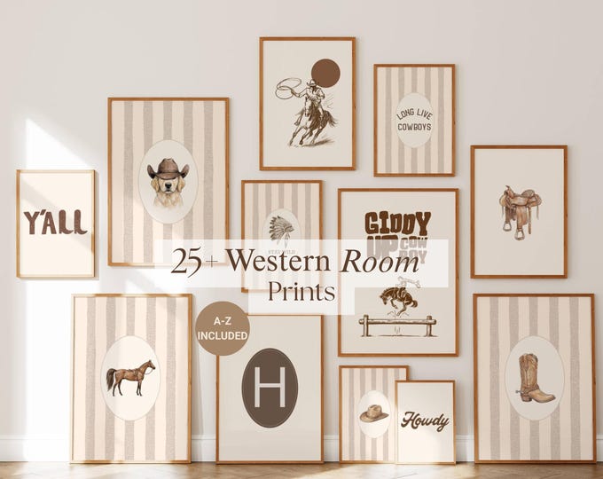 25+ Vintage Western Prints, Boys Western Room Art, Cowboy…