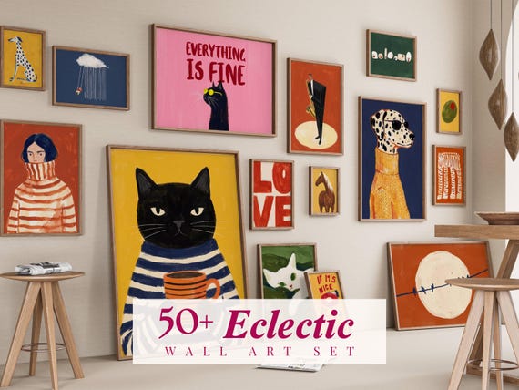 50+ Eclectic Gallery Wall Art Set