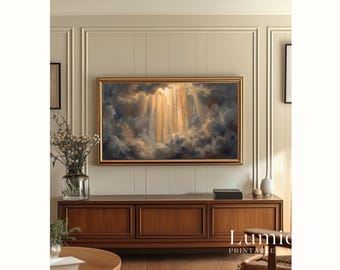 Divine Light Samsung Frame TV Art, Heavenly Clouds Screen Decor, Christian Religious Oil Painting, Spiritual Faith Background, 4K, image 5