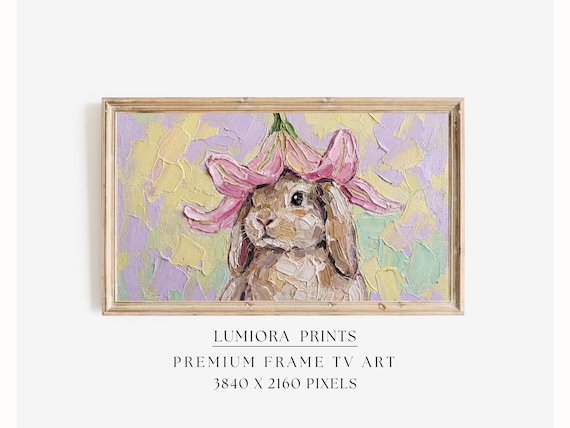 Easter Bunny with Flower Hat Samsung Frame TV Art