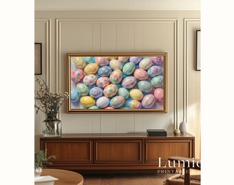 Easter Egg Samsung Frame TV Art, Spring TV Decor, Pastel Holiday Oil Painting, 4K TV Screen Art, Aesthetic Easter Digital Download, image 5