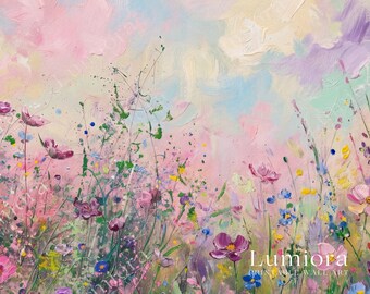 Spring Wildflower Samsung Frame TV Art, Meadow Flower Field Oil Painting, Floral TV Decor, 4K Digital Download, Aesthetic Summer Screen Art, image 7