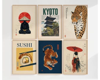 120+ Japanese Wall Art Set, Japandi Gallery Wall, Ukiyo-e Print Bundle, Vintage Japan Poster, Asian Wall Decor, Japanese Art Prints, image 14