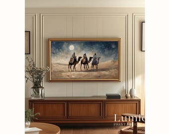 The Three Wise Men’s Journey TV Art, The Star of Bethlehem Christian Oil Painting, Nativity Samsung Frame TV Art, Magi Journey Tv Art, image 5