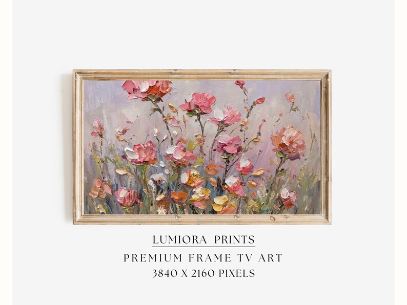 Pink Floral Samsung Frame TV Art