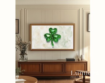 St. Patrick’s Day Samsung Frame TV Art, Lucky Clover TV Decor, Green Aesthetic Screen Art, Irish Holiday Background, March 17th TV Art, 4K, image 5