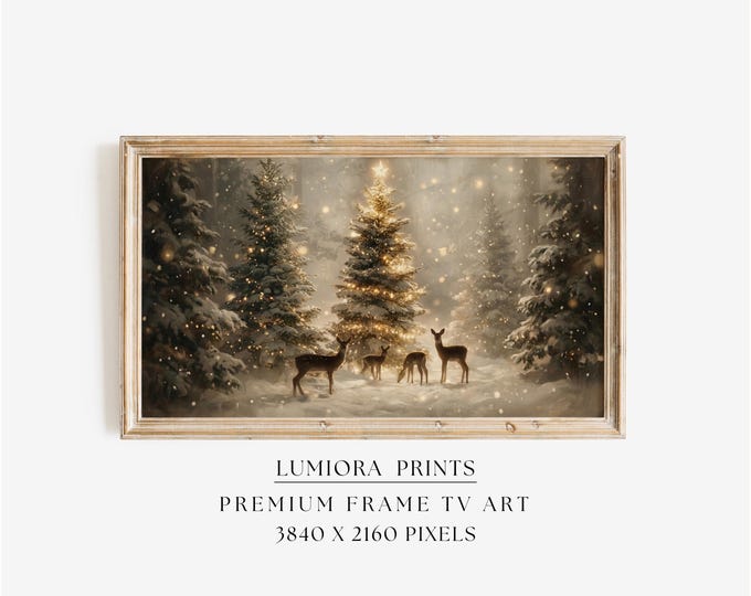 Samsung Frame TV Art Christmas Deer Forest • Magical Winter…