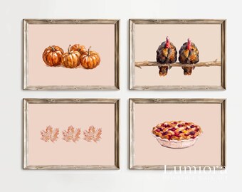 50+ Thanksgiving Prints, Fall Gallery Wall, Turkey Painting Set, Autumn Wall Decor, Give Thanks Poster, Thanksgiving Art, image 14