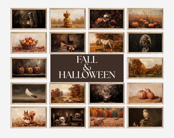 250+ Autumn & Halloween Frame TV Art, Vintage Fall Samsung TV Art Bundle, Spooky TV Background, Moody Dark Academia, image 3