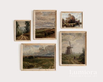 100+ Rustic Landscapes Wall Art, Vintage Oil Painting, Moody Landscape Art, Country Landscape, Rustic Gallery Set, Landscape Painting, image 9
