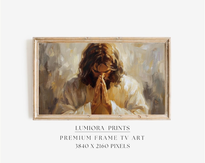 Jesus Praying TV Art, Christ in Deep Prayer Christian Oil…