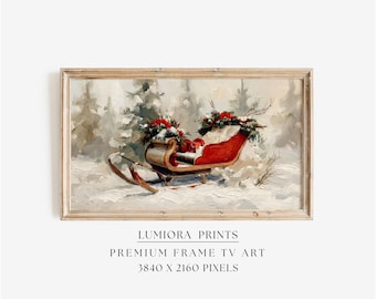 Christmas Sleigh Frame TV Art – Festive Winter Sleigh Scene, Cozy Holiday Frame TV Art for Samsung Frame TV, image 1