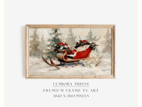 Christmas Sleigh Frame TV Art